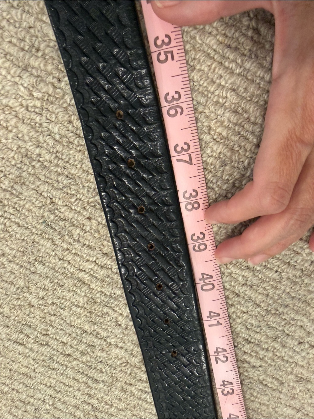 VTG Boston leather garrison belt 6505-3 basketweave embossed uniform belt 40 - Picture 9 of 9